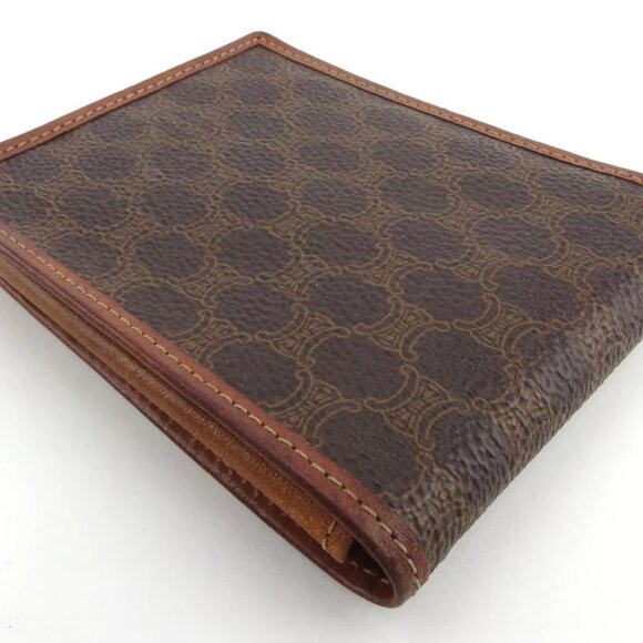 CELINE two-fold wallet macadam beige PVC ?~ leather Authentic used - Picture 3 of 9